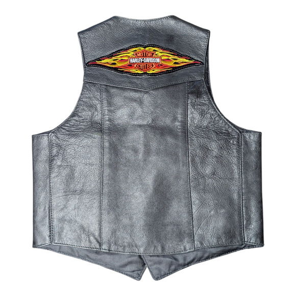 Unik leather vest with Harley Davidson patch Size Med Great Condition - Picture 8 of 11